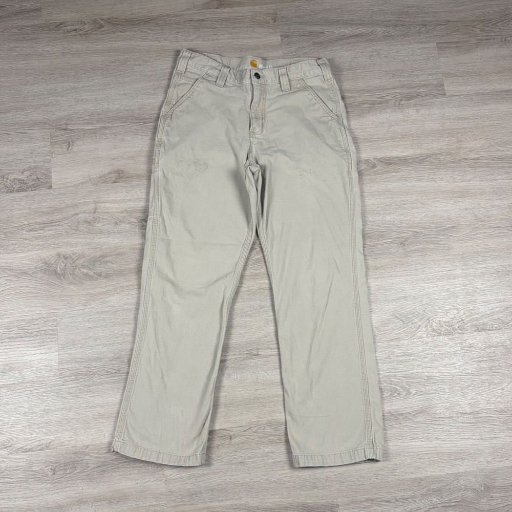 Carhartt Work Pants Mens 32x30 Tan Relaxed Fit Canvas Utility Trousers 102291